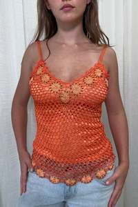 Frontpage: #17 Baolijia Crochet Camisole Top Orange | c. 172 | Size 10
