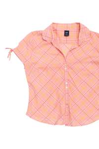 #25 Gap Short Sleeve Plaid Button-front Shirt Pink | c. 172 | Size 8