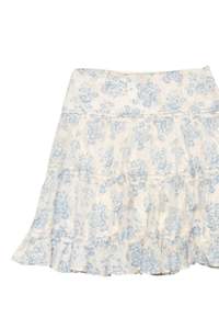 Bottoms: #99 Chaps Denim Tiered Floral Skirt Beige | c. 172 | Size 14