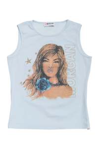 Baby Tees: #52 Morgan De Toi Sleeveless Graphic Top Blue | c. 170 | Size 8