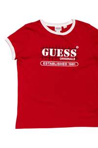 Baby Tees: #54 Guess Originals Short-sleeve Ringer T-shirt Red | c. 170 | Size 10