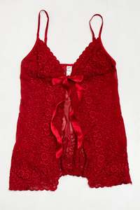 Lingerie: #33 Aci International Lace Babydoll Chemise Red | c. 172 | Size 8