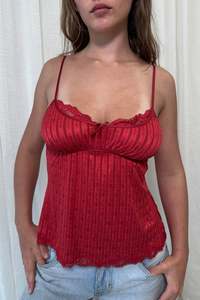 Lingerie: #35 Lace-trim Camisole Red | c. 172 | Size 10