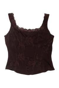 #42 Arianne Lace-trim Floral Jacquard Tank Top Brown | c. 172 | Size 10
