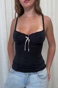 Lingerie: #60 Victoria's Secret Ruched Camisole Tank Black | c. 172 | Size 8