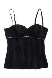 #82 Intimissimi Sequin-trimmed Pinstripe Camisole Top Black | c. 171 | Size 10