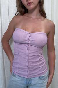 #53 Derek Heart Strapless Button-front Top Pink | c. 172 | Size 8/10