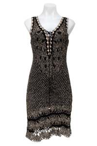 Dresses: #289 Hale Bob Crochet Dress Black | c. 174 | Size 8