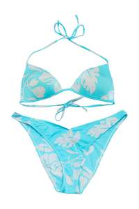 Swimwear: #183 Emporio Bikini Set Turquoise Blue With Light Grey Print | c. 174 | Size 10/12