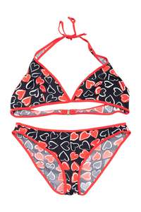 Swimwear: #186 Moschino Mare Bikini Set Black With Red And White Accents | c. 174 | Size 12/14