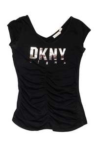 Baby Tees: #104 Dkny Jeans T-shirt / Cap Sleeve Top Black | c. 174 | Size 8