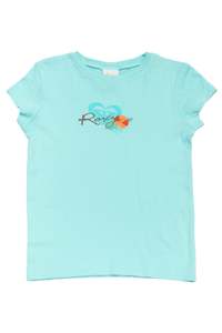 #107 Roxy Girl Short Sleeve T-shirt Aqua Blue | c. 174 | Size 6/8