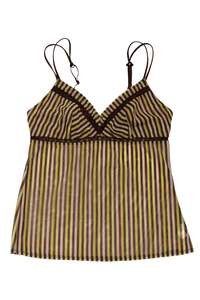 #34 Etam Camisole Top Brown With Yellow And Beige Stripes | c. 174 | Size 8