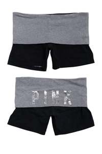 #181 PINK fold over sequin Shorts Black | c. 181 | Size 8