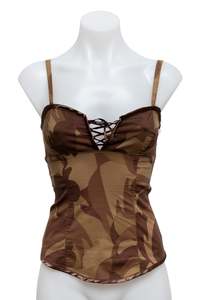 #02 Lace up Camisole Top Brown | c. 181 | Size 6