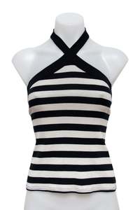 Tops: #21 Striped Halter Top Black/white | c. 181 | Size 8/10
