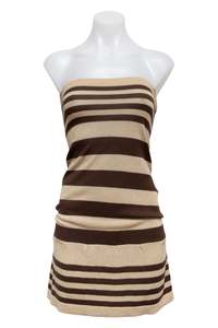 Dresses: #92 Bershka Striped Beige Mini Dress | c. 181 | Size 10
