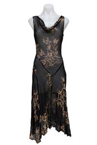 Dresses: #97 Black Sheer floral Dress | c. 181 | Size 8