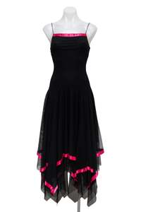 #155 Suzy Black Dress Pink Trim | c. 180 | Size 8