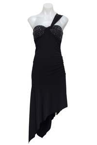 #182 Black Asymmetrical Dress  | c. 180 | Size 8