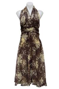 Dresses: #181 Connected Apparel Halter Mini Dress Brown | c. 180 | Size 8