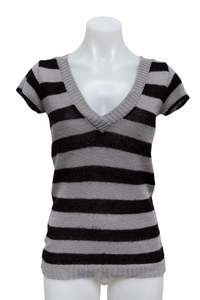 Jumpers: #79 Promod T-shirt Gray Striped | c. 181 | Size 8