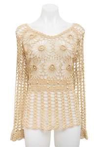 Jumpers: #123 Beige Crochet Jumper | c. 180 | Size 8