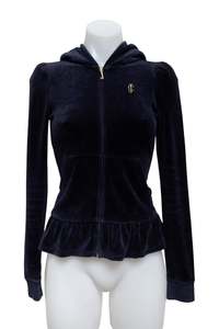 Jumpers: #191 Juicy Couture Navy Frilled Zip Up | c. 178 | Size 6