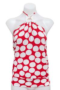 #26 Kiabi Polka Dot Halter Top Red | c. 181 | Size 10