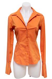 Tops: #30 New York & Company Button-up Orange | c. 186 | Size 8