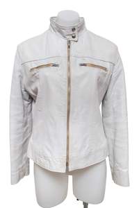 #07 Moda In Pelle 'Leather' Jacket White | c. 182 | Size 8