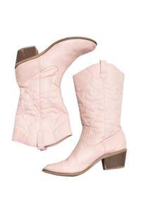#72 Pink Faux Leather Cowboy Boots | c. 183 | Size 10