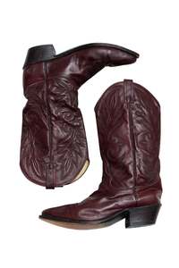 #74 Dan Post Maroon Leather Cowboy Boots | c. 182 | Size 10