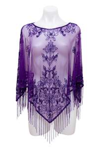 Accessories: #01 Beaded Poncho Top Purple | c. 189 | Size 6/8/10