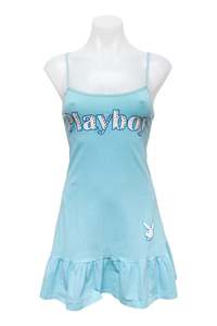 Dresses: #118 Playboy Intimates Mini Dress Blue | c. 190 | Size 8