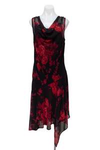 #120 Chiffon Overlay Midi Dress Black | c. 190 | Size 10