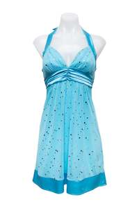 #128 Deb Halter Mini Dress Blue | c. 190 | Size 10