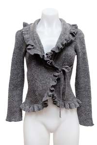 Jumpers: #168 Ruffled Cardigan Gray | c. 188 | Size 8
