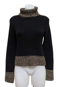 Jumpers: #136 Two Tone Turtle Neck Black | c. 187 | Size 8