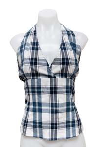 Top Picks: #72 Reworked Halter Top Blue | c. 190 | Size 12