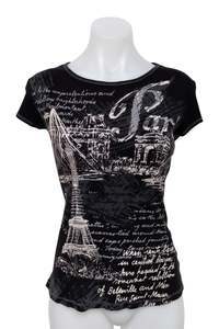 Baby Tees: #62 Blue Canyo T-shirt Black | c. 195 | Size 10