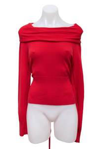 #61 Off shoulder Neck Jumper Red | c. 192 | Size 8