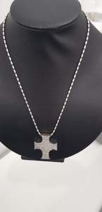 Products: 18 ct White Gold Diamond set Cross Necklace