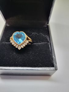 9ct Blue Topaz and Diamond Dress Ring