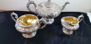 A William IV Scottish sterling silver three-piece tea service, Edinburgh 1831 by James McKay