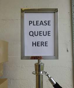 Queuing Stanchions 1: Rope Barrier Sign Holder A4 Portrait