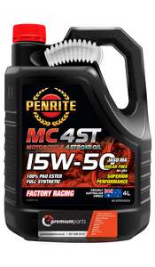 Penrite: PENRITE MC-4ST PAO & Ester Motorcycle Oil 15W-50