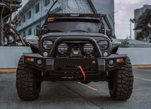 Bull Bars: Technical 007-01 Single Loop Black Winch Bar for Jeep