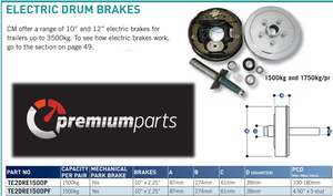Hubs Stubs Kits 1: CM Electric Drum Brakes - Axle Kit 10" - 1500kg