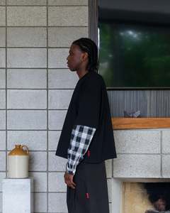 Winter 22: FLANNEL Layered T-Shirt (Black)